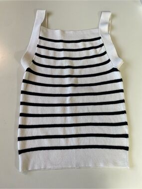 Striped Knit Tank Top in White and Black